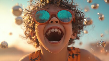 Cheerful kid having fun looking excited during recreation time