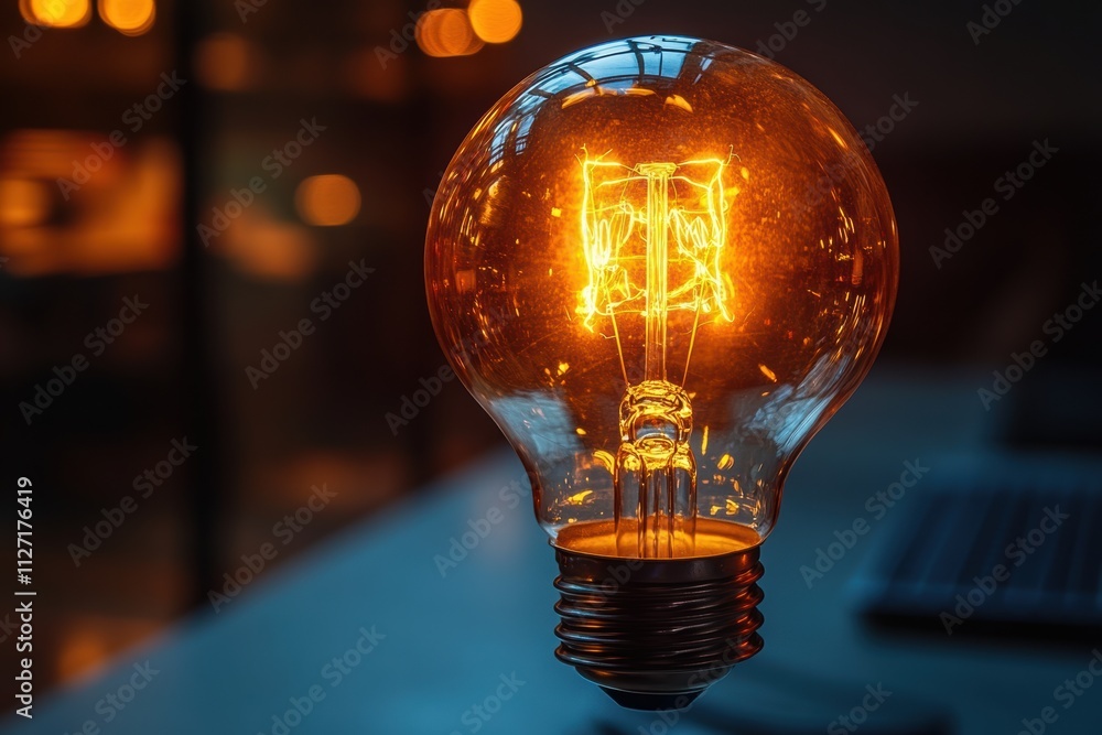 Aufkleber creative tech startup design with a light bulb and laptop, emphasizing modern business ideas.