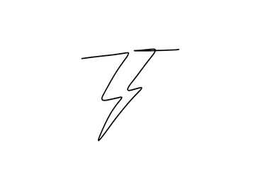 Lightning electric power in continuous one line art drawing.