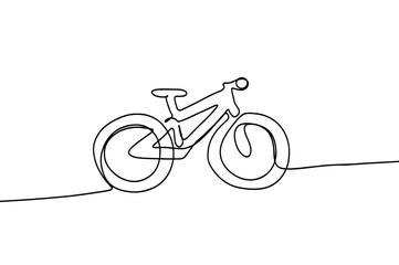 Continuous one line bicycle outline vector art illustration © LINES