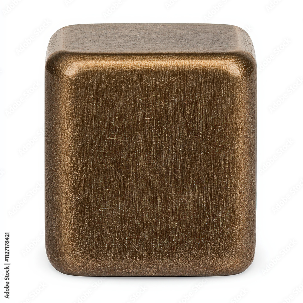 Aufkleber metallic bronze cube with smooth surface and rounded edges, perfect for modern decor or artistic dis