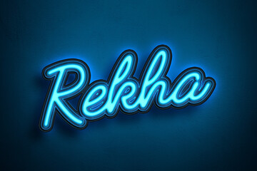 Neon Light Editable Text Effect of Hindi name Rekha.