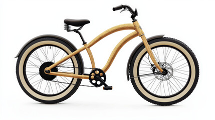 Fototapeta premium vintage bicycle with rustic charm featuring wooden frame and wide tires, perfect for leisurely rides. Its unique design adds character to any setting