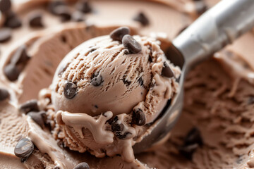 closeup of Mocha Chip Ice Cream in scooped