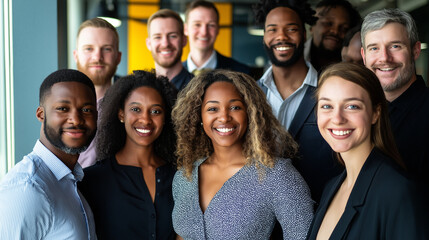 Vibrant Diverse Group Engaging in a Selfie with Smiles and Camera Gaze in Office Environment - Embodying Diversity, Unity, and Professional Happiness