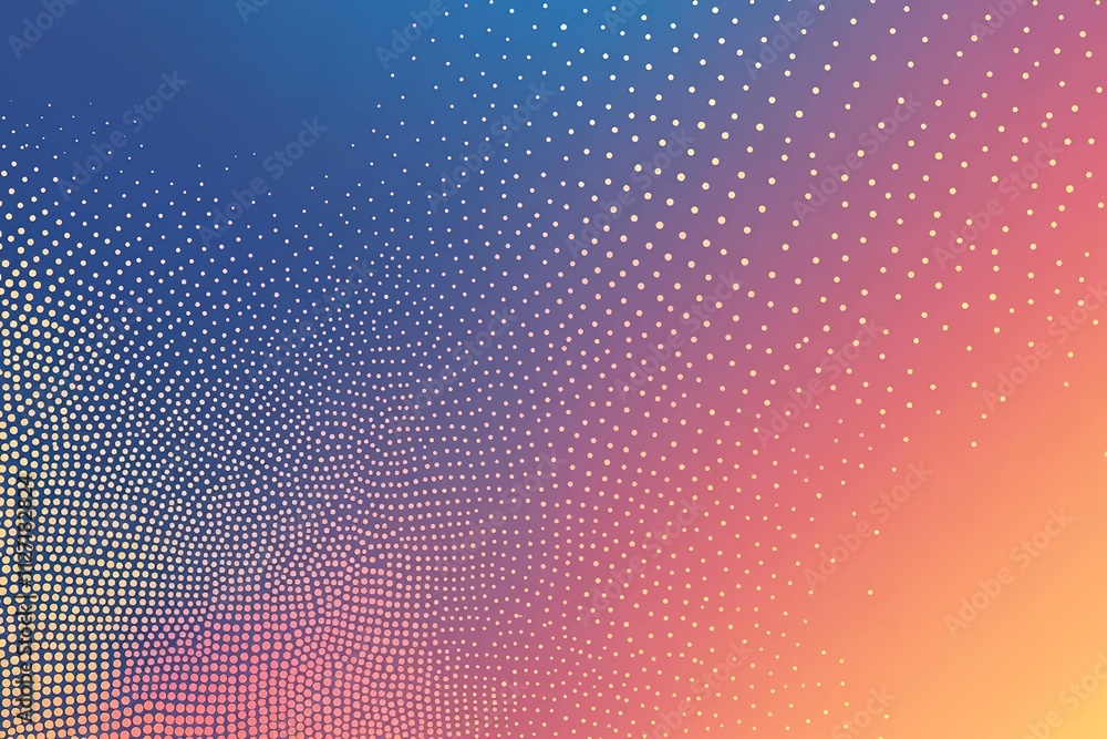 Poster gradient dot pattern on sunset hues background