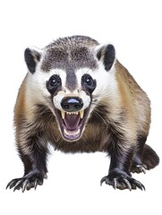 Fototapeta premium Isolated Angry Aggressive Badger Wildlife Animal Mammal 