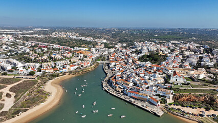Fototapeta premium Aerial from the traditional village Ferragudo in the Algarve Portugal