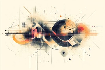 Abstract Geometric Composition with Vibrant Hues and Linear Elements