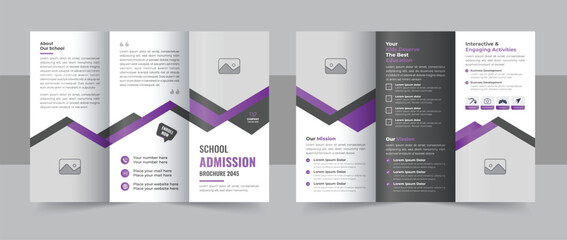 Kids back to school education admission trifold brochure design or Academic training center promotion template layout