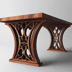 Meticulously crafted Artisanal Wooden Table with Intricate Joinery and Rich Textured Surfaces