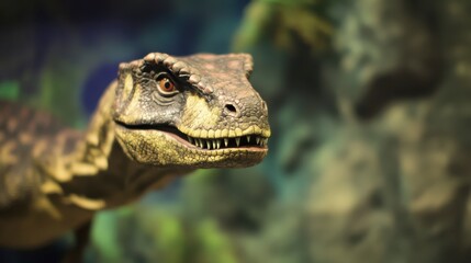 Obraz premium Close up of a Prehistoric Reptile Dinosaur Model Museum Exhibit Ancient Animal