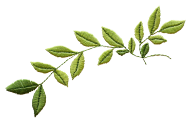 PNG  Leaf in embroidery style plant herbs freshness.