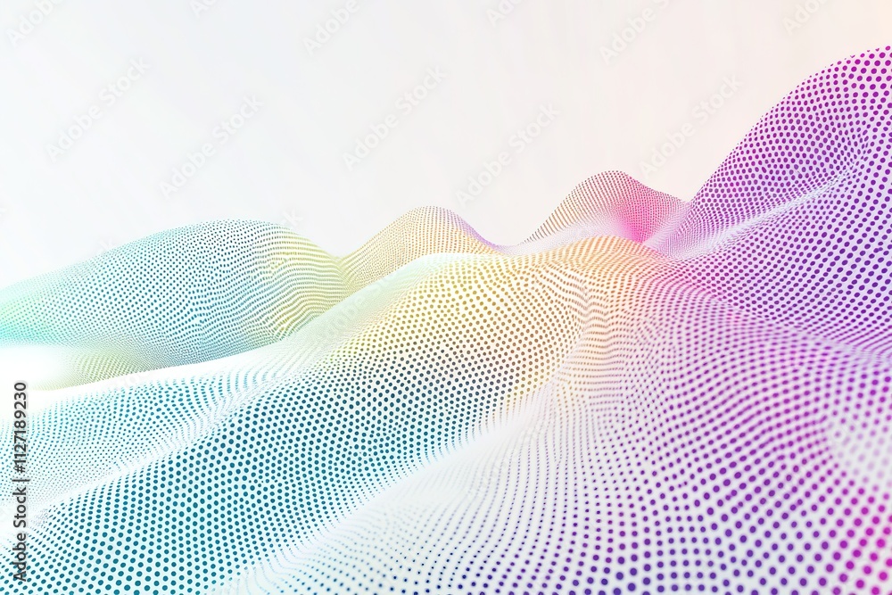 Poster colorful dotted wave pattern on a gradient background