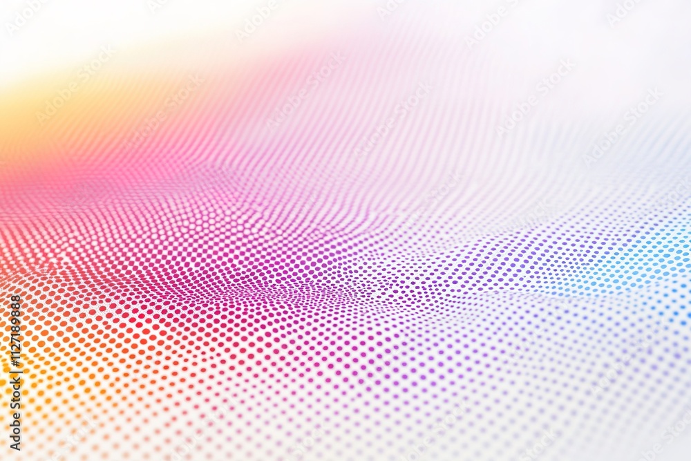 Poster Gradient halftone dots transitioning from cool to warm colors