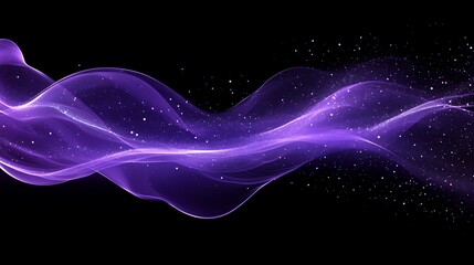 Fototapeta premium Abstract purple wave with glowing particles on black background. (2)