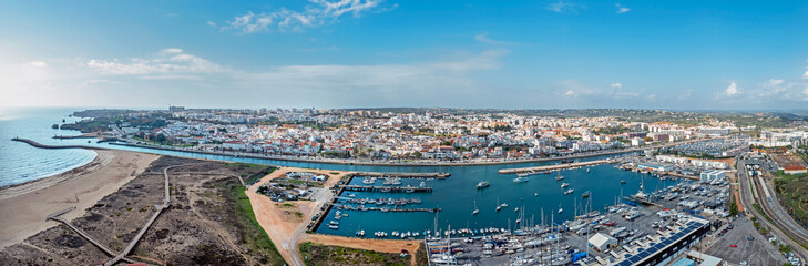 Obraz premium Aerial panorama from the city Lagos in Portugal
