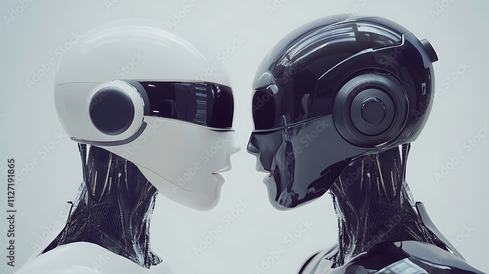 Poster binary opposites: a futuristic encounter of two advanced robots