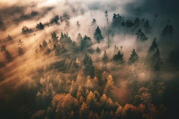 Fototapeta premium A mesmerizing aerial photo of a dense forest