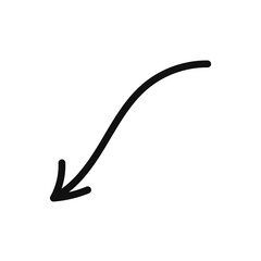 Simple line hand drawn black arrow. Vector illustration