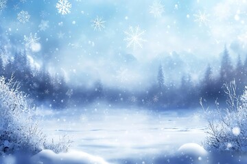 Naklejka premium Merry and happy new year greeting background .Winter landscape with snow and trees 