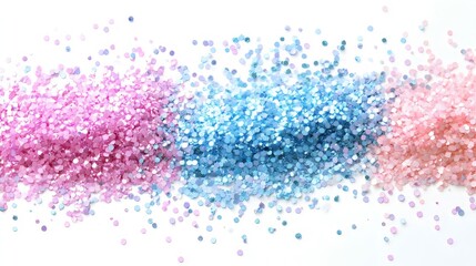 pastel color glitter scaterred isolated on white background
