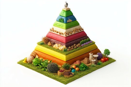 3d style Maslow pyramid on white background
