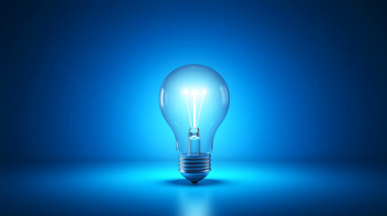 A glowing lightbulb illuminates a blue background