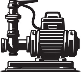Water pump motor heavy machinery silhouette vector illustration isolated on a white background