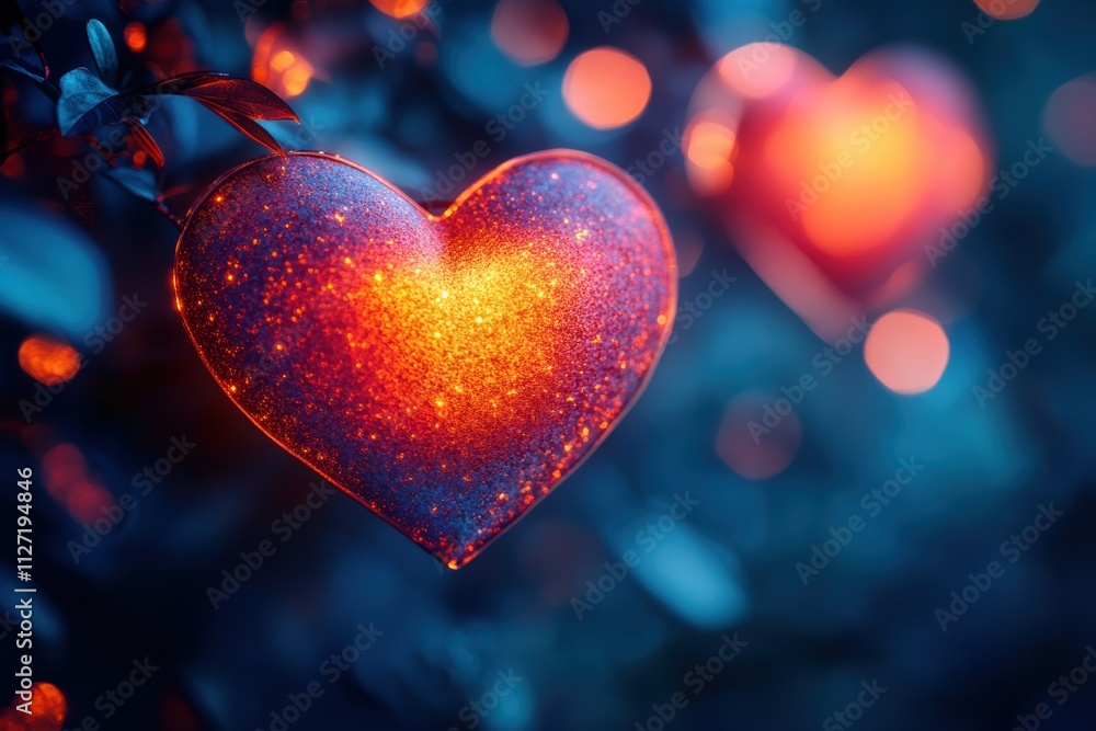 Aufkleber Dynamic heart-shaped bokeh design with vibrant tones and smooth lighting for modern campaigns.