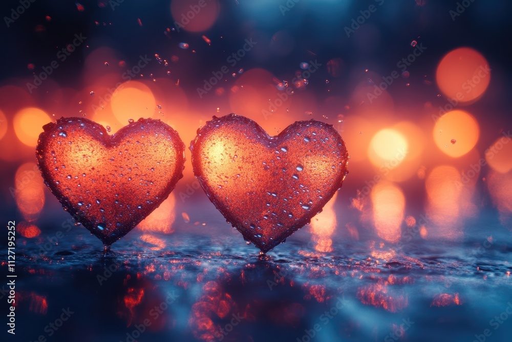 Poster dynamic heart-shaped bokeh design with vibrant tones and smooth lighting for modern campaigns.