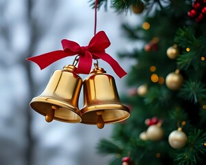 Shiny Christmas Bells with Floral Design
