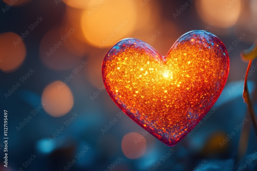 Poster Dynamic heart-shaped bokeh design with vibrant tones and smooth lighting for modern campaigns.