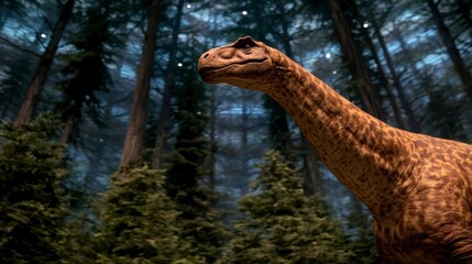 Fototapeta premium Prehistoric Dinosaur in Forest Extinct Reptile Jurassic Era Paleontology