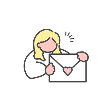 woman holding white envelope with heart clip art preview