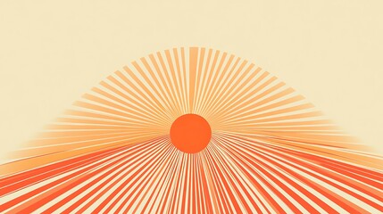 Fototapeta premium Abstract Orange And Beige Sunburst Design