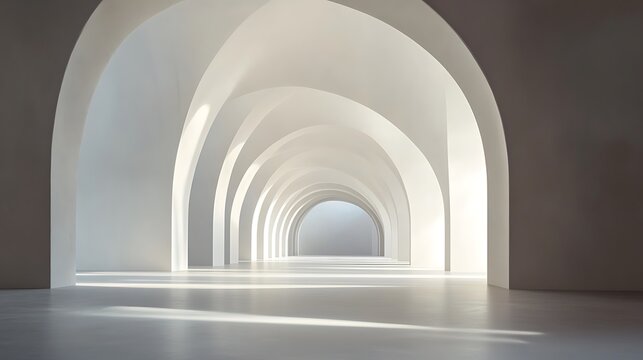 White Architectural Arches Hallway Interior Design