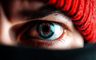 Cybersecurity risks protecting against security threats in the digital age urban environment photo close-up perspective eyes of awareness