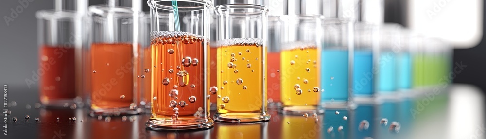 Poster dynamic lab experiment with colorful liquid solutions