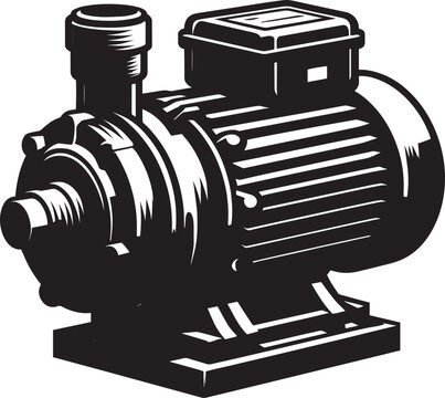 recommend clip art: Water pump motor heavy machinery silhouette vector illustration isolated on a white background