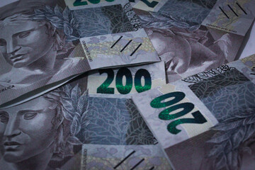 200 reais notes of Brazilian money