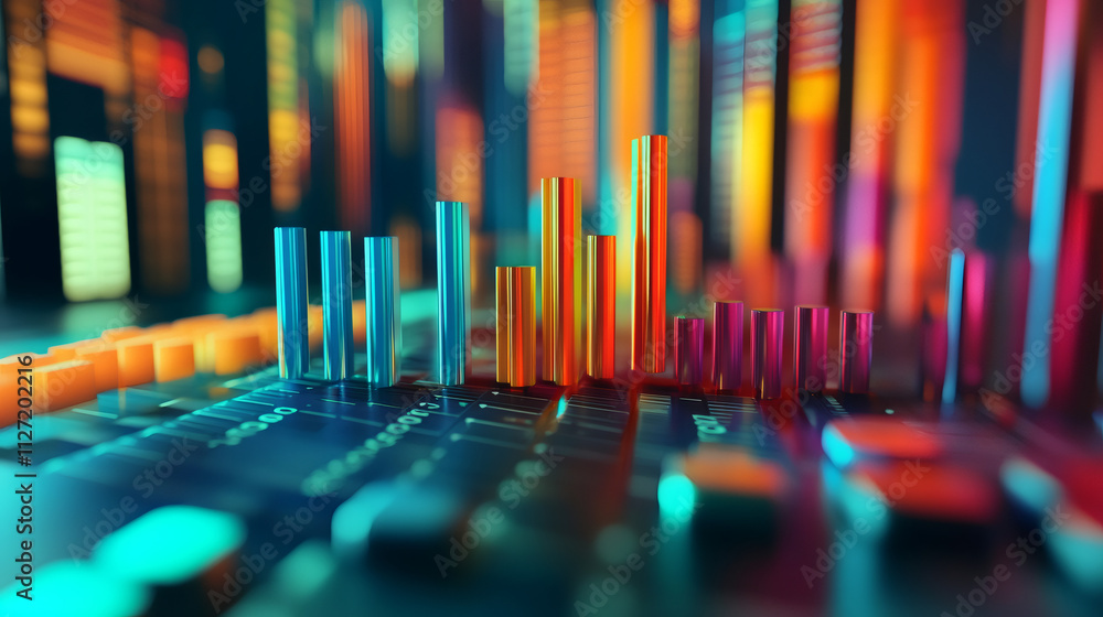 Aufkleber financial market data analysis with colorful bar graph showing various trading indicators