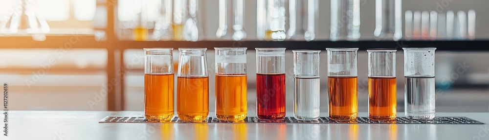 Poster innovative science experiment with liquids in laboratory setting
