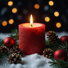 christmas candle and decorations