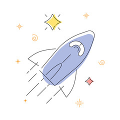 Space objects. Vector illustration. Sketch style drawing. Cartoon style.