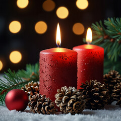 christmas candle and decorations