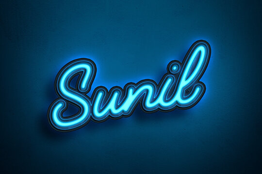 Neon Light Editable Text Effect of Hindi name Sunil.