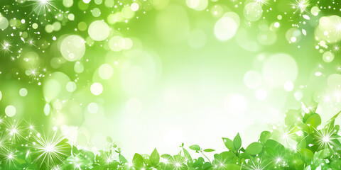Obraz premium Green Bokeh and sparkle background with copy space