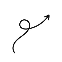Simple line hand drawn black arrow. Vector illustration