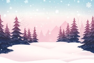 Fototapeta premium A minimalistic winter background featuring soft hues, snow-covered landscapes, and subtle details that capture the essence of winter's calm 